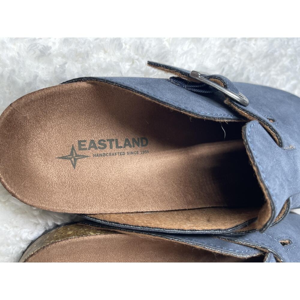 Eastland Gina Clogs Navy Blue Shoes Buckle Slip On Comfort Womens Size 9 Soft - Picture 10 of 12